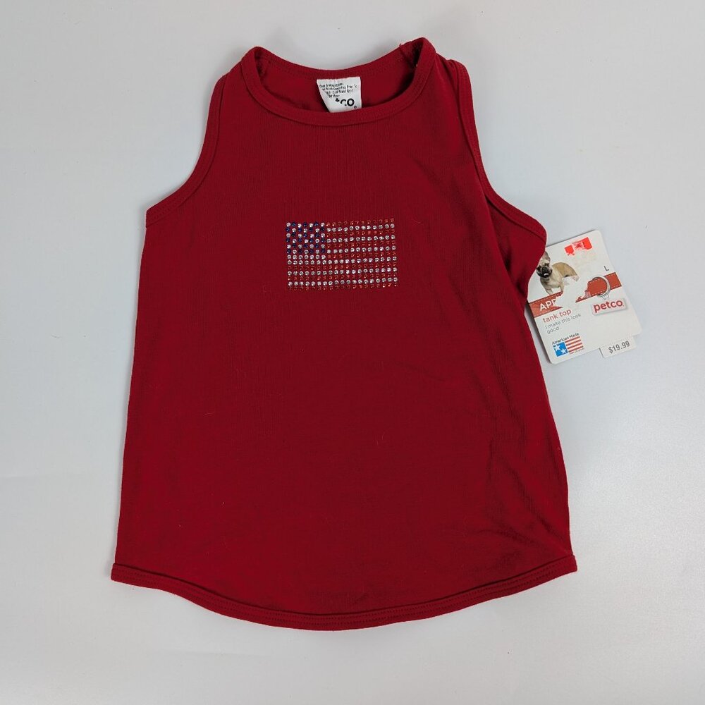 Petco Bedazzled American Flag Tank Top Dog Shirt